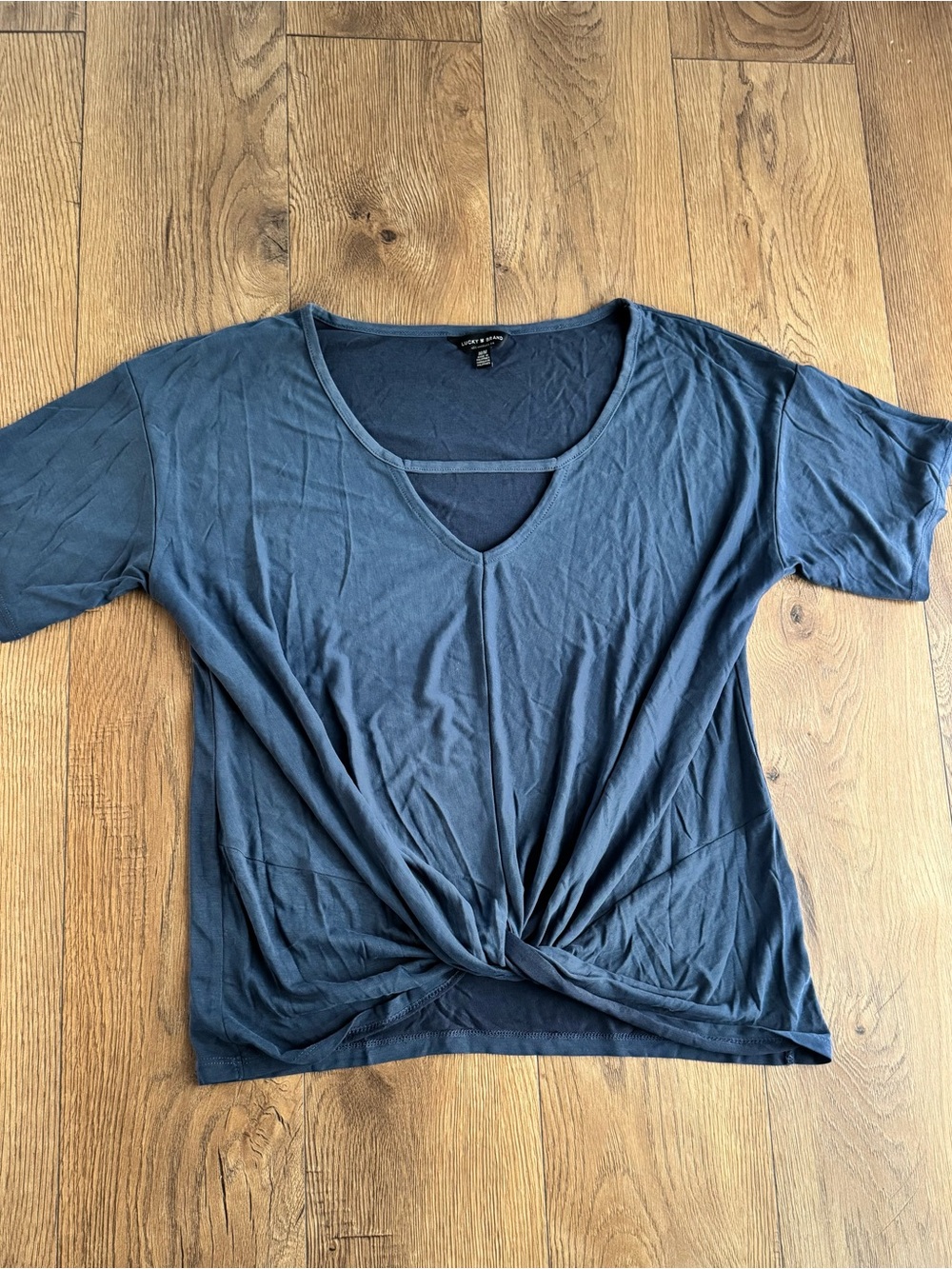 Lucky Brand Navy Blue Short-Sleeve Twist-Front Tee